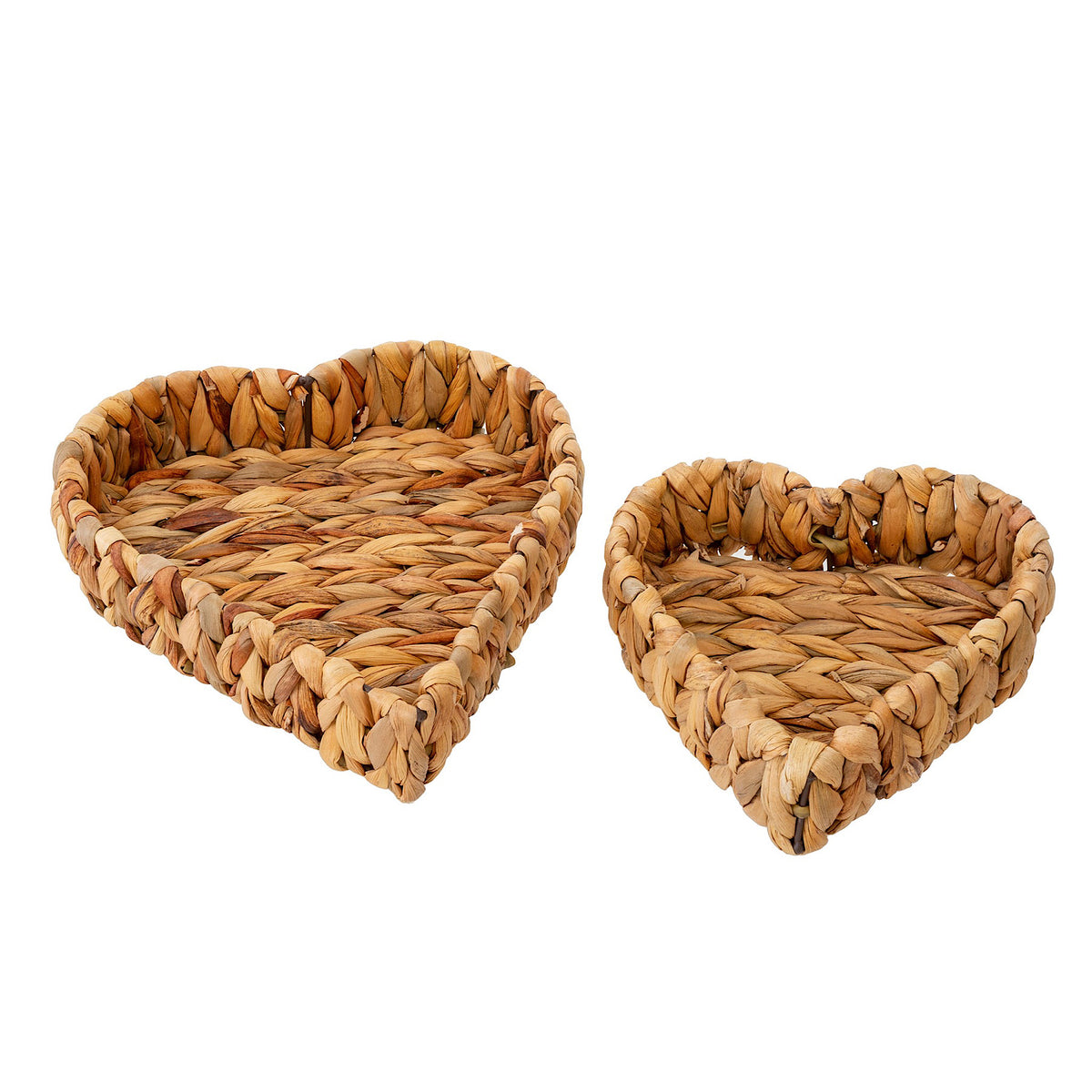 Set of 2 Heart Baskets, Natural