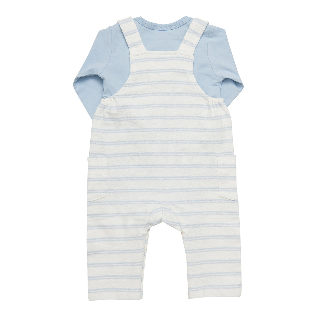 Striped Blue Cotton Overall Set