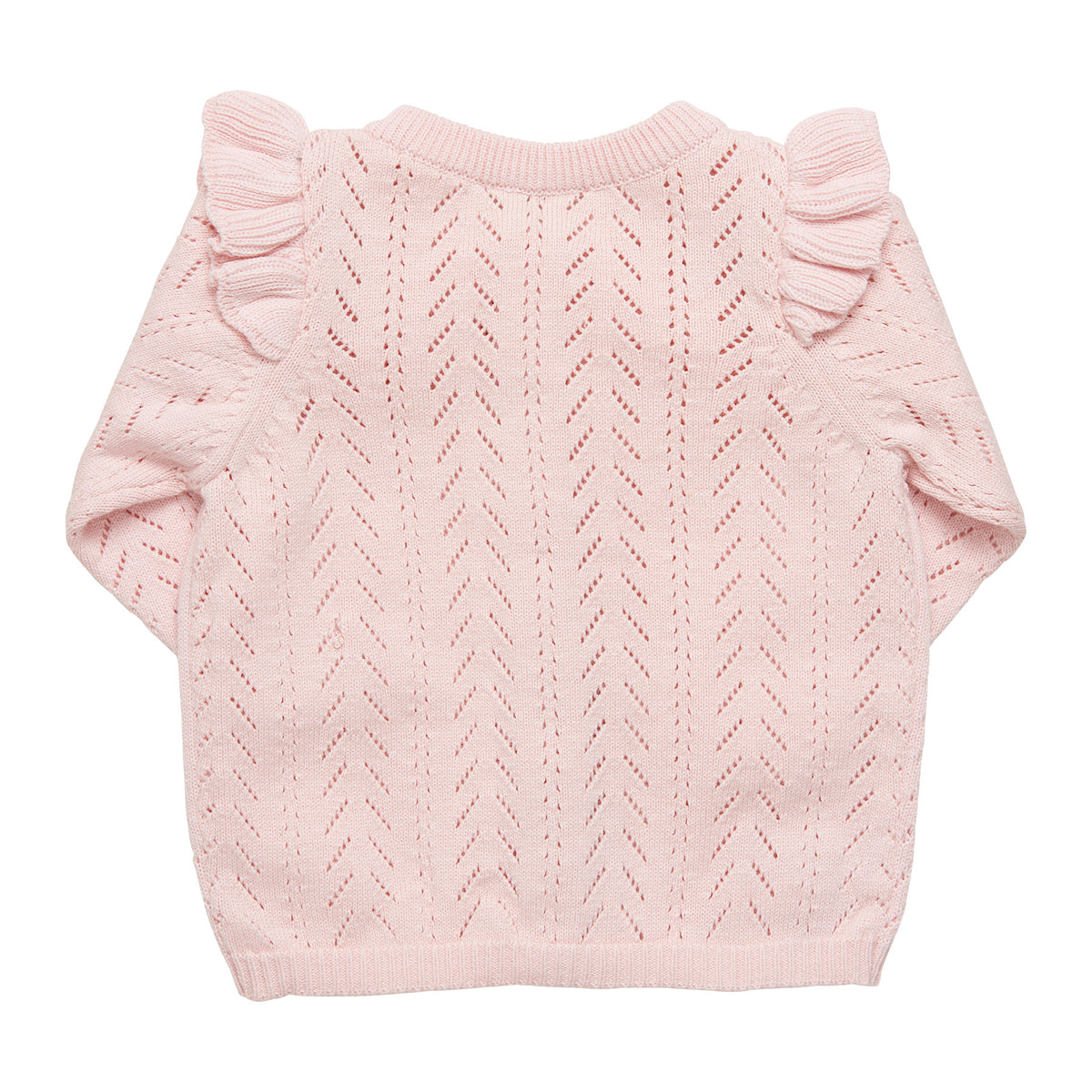 Knit Cardigan with Wooden Button Details, Peachy Pink