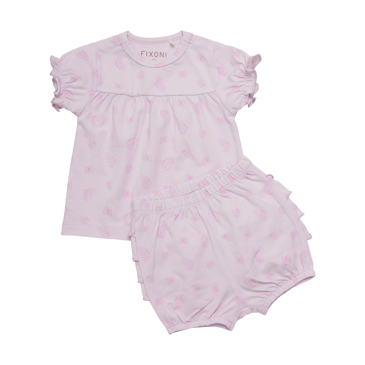 Pink Butterfly Print Bloomers Set