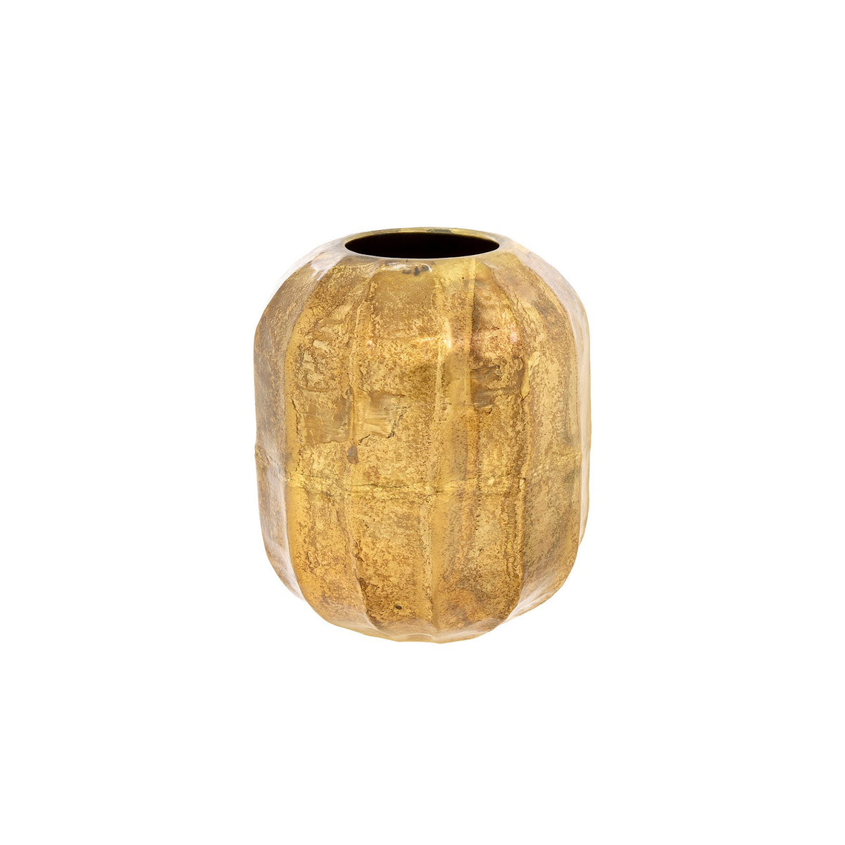 Gold Crackle Cobblestone Metal Vase, Small