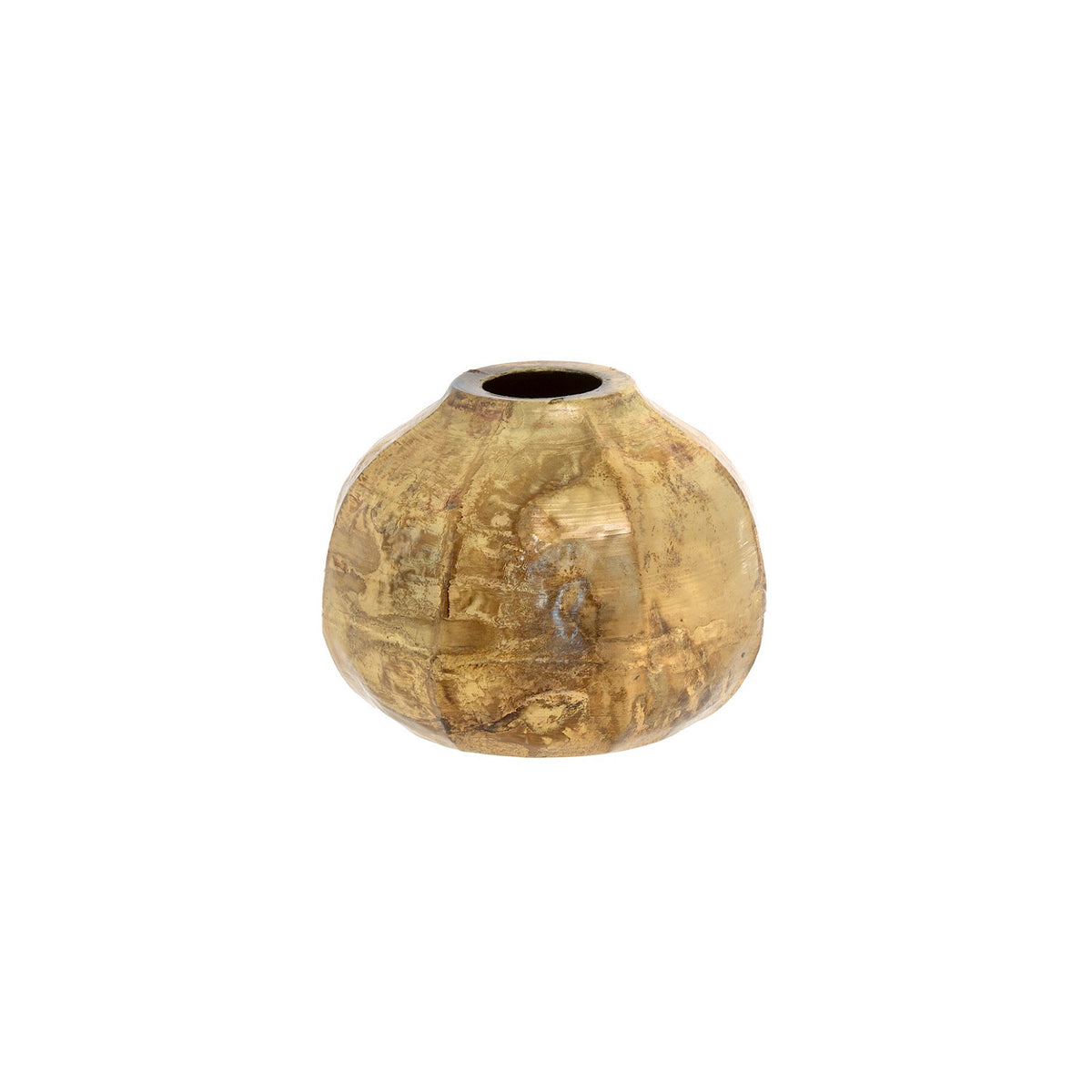 Gold Crackle Cobblestone Metal Vase, Short