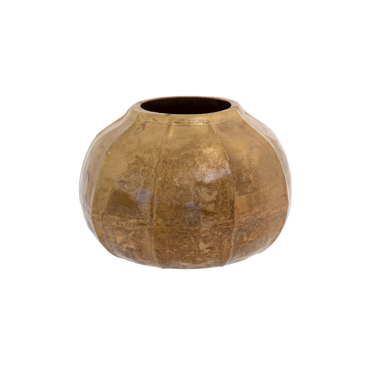 Gold Crackle Cobblestone Metal Vase, Medium