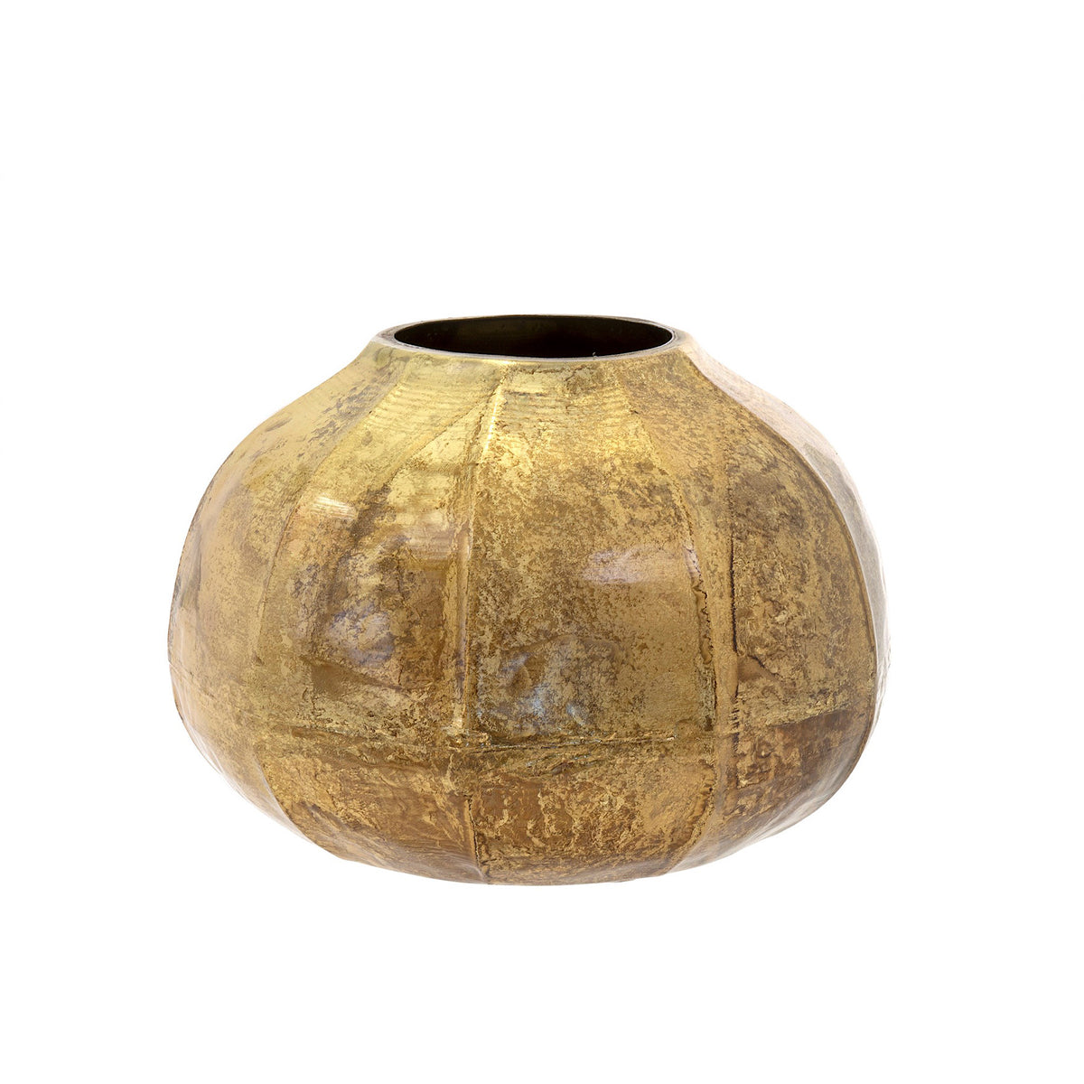 Gold Crackle Cobblestone Metal Vase, Large