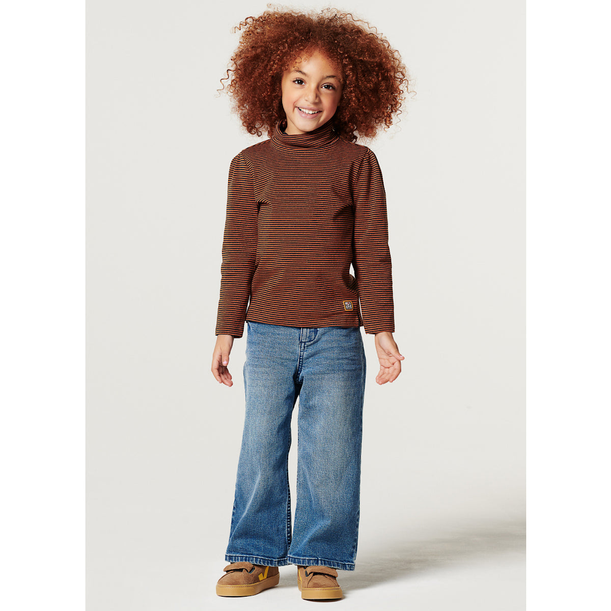 Pecan Glitter Stiped Turtleneck