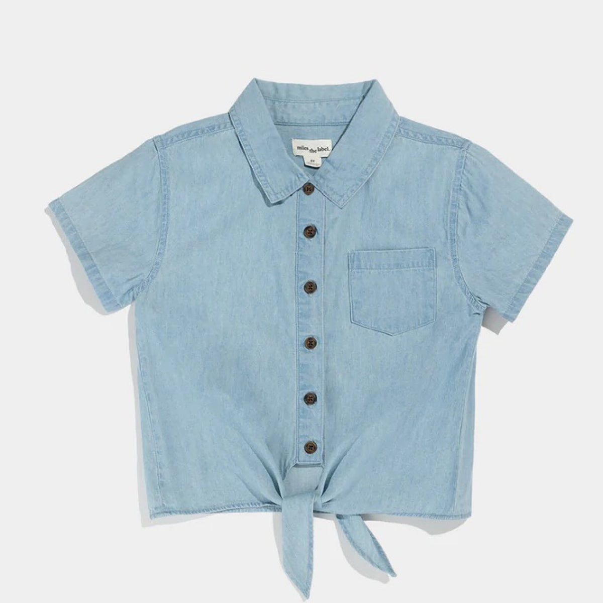 Chambray Front-Knot Top