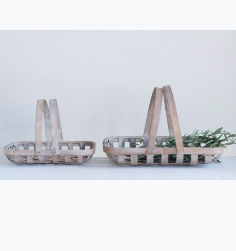 Wood Flower Baskets w/ Handles