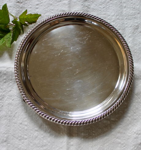 Antique Silver Plate Footed Tray