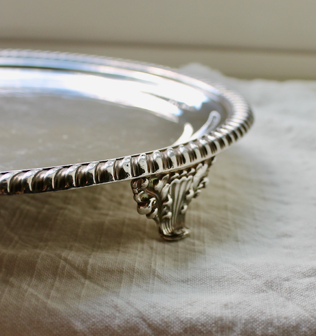 Antique Silver Plate Footed Tray