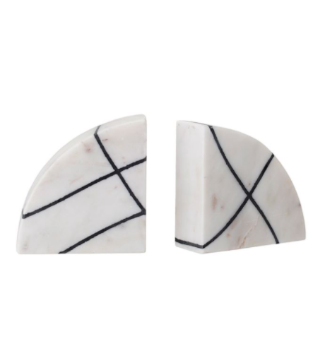 Striped Marble Bookends, Set of 2