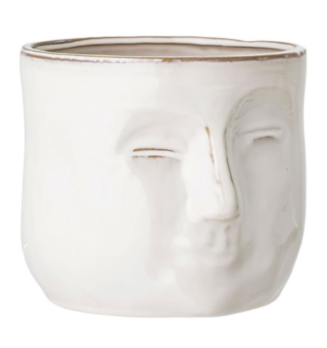 Stoneware Planter with Face