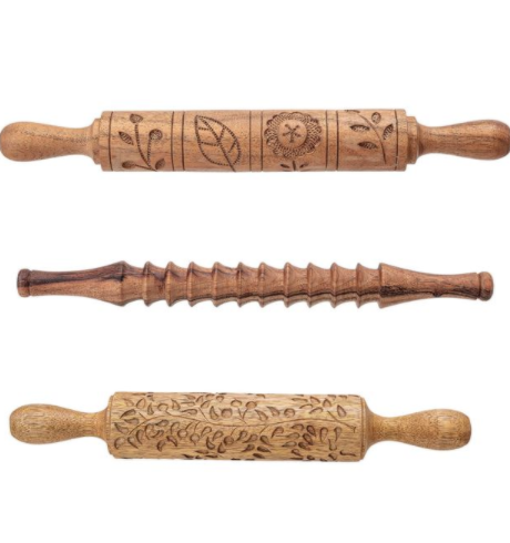 Hand-Carved Wood Rolling Pin - 3 styles