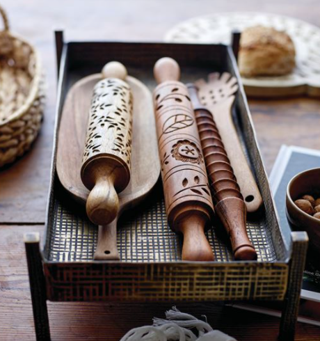 Hand-Carved Wood Rolling Pin - 3 styles