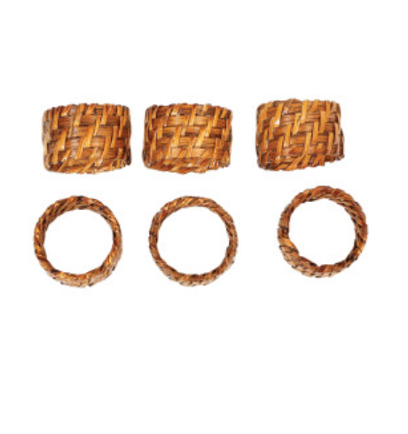 Woven Rattan Napkin Rings, Set of 6