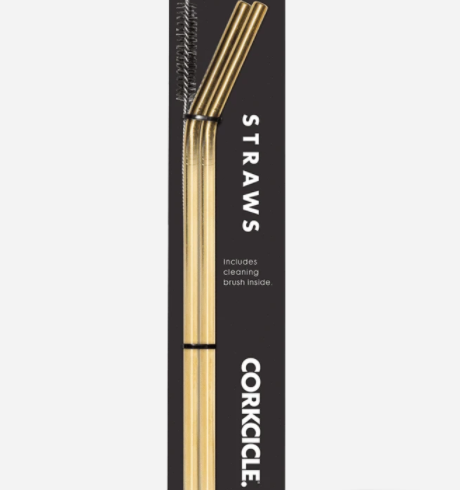 Corkcicle Straws, 2 pack, Gold
