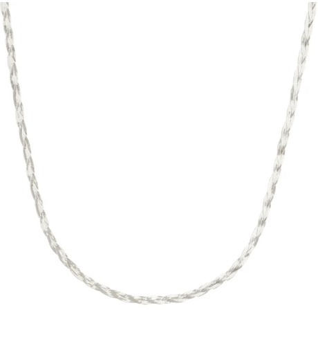 Braided Herringbone Necklace, Sterling Silver