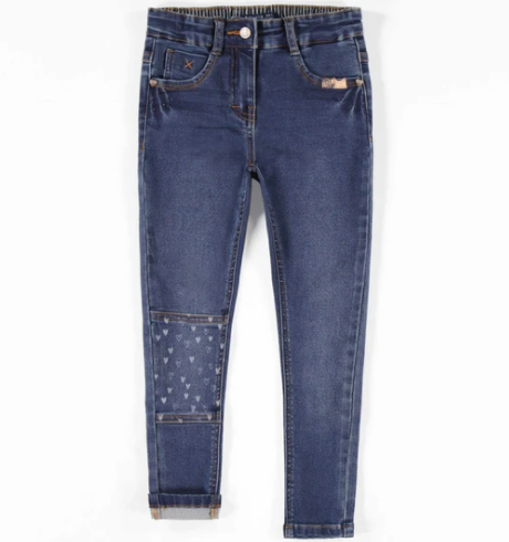 Denim Pants with Hearts Knee Patch