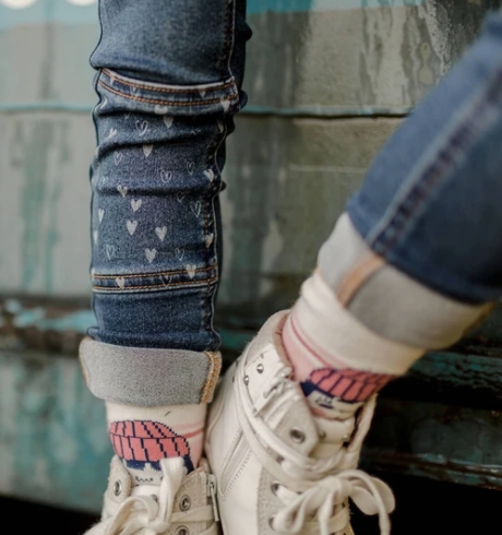 Denim Pants with Hearts Knee Patch