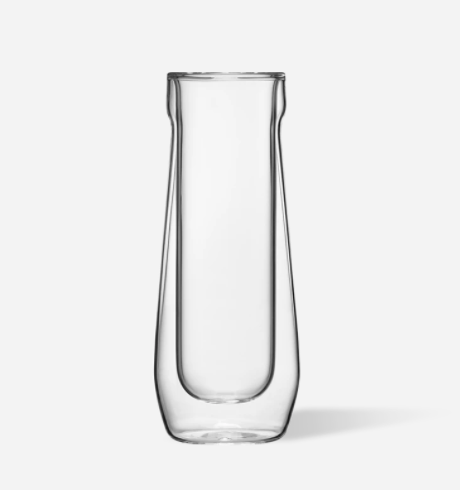 Double Walled Stemless Glass Flutes, Set of 2