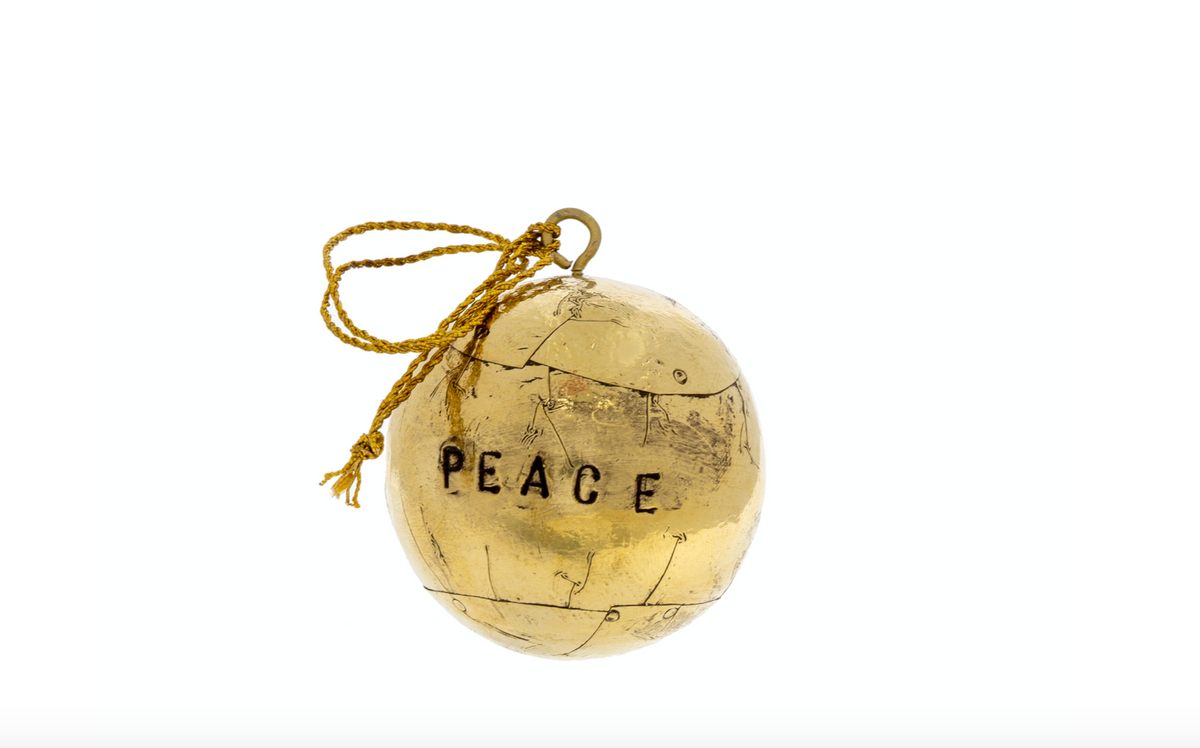 Peace Ball Ornament Large, Gold