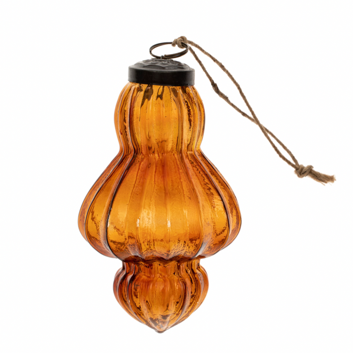 Glass Spindle Ornament, Large, Amber