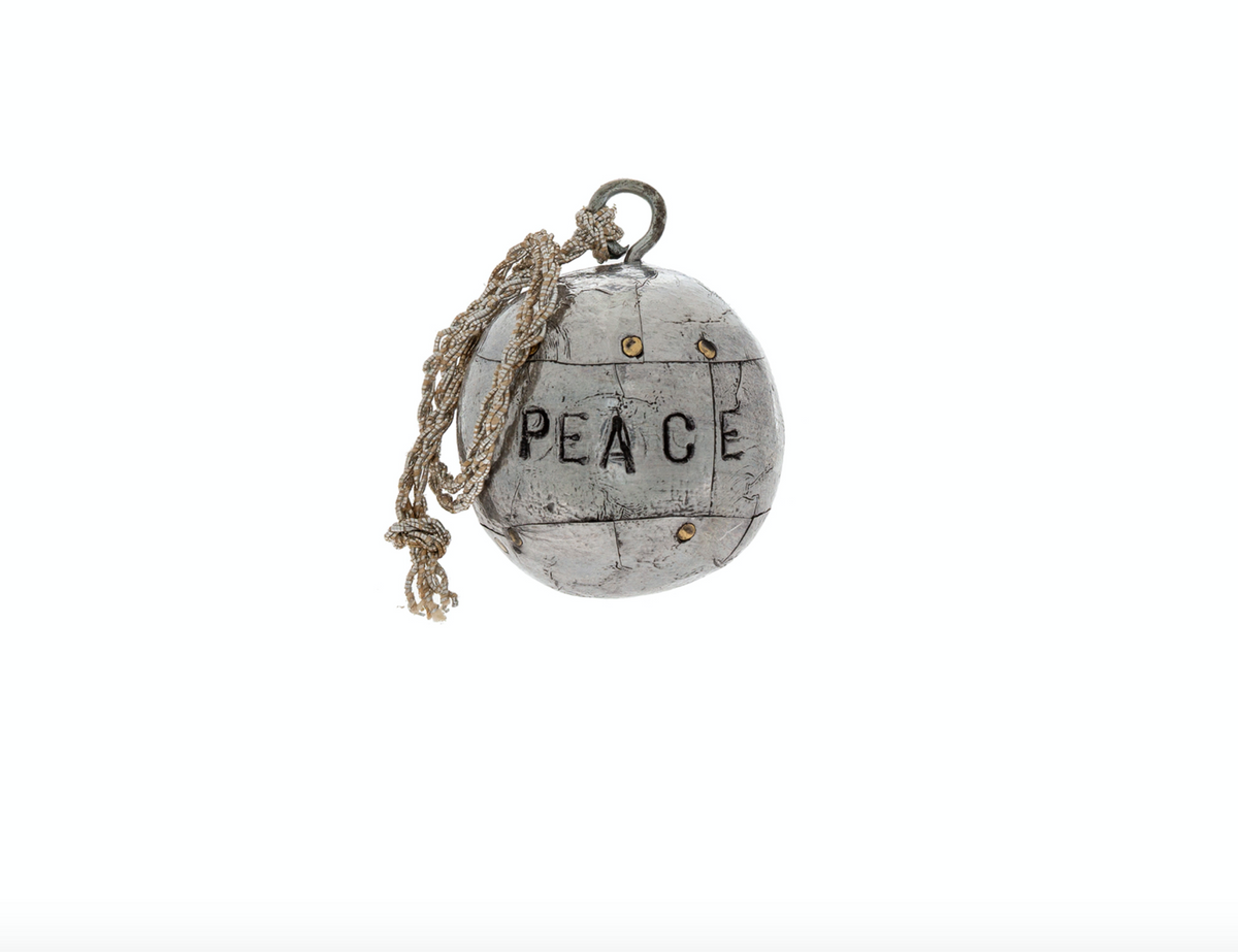 Peace Ball Ornament Small, Silver