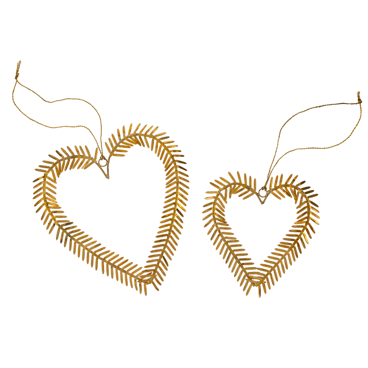 Golden Heart Ornaments S/2