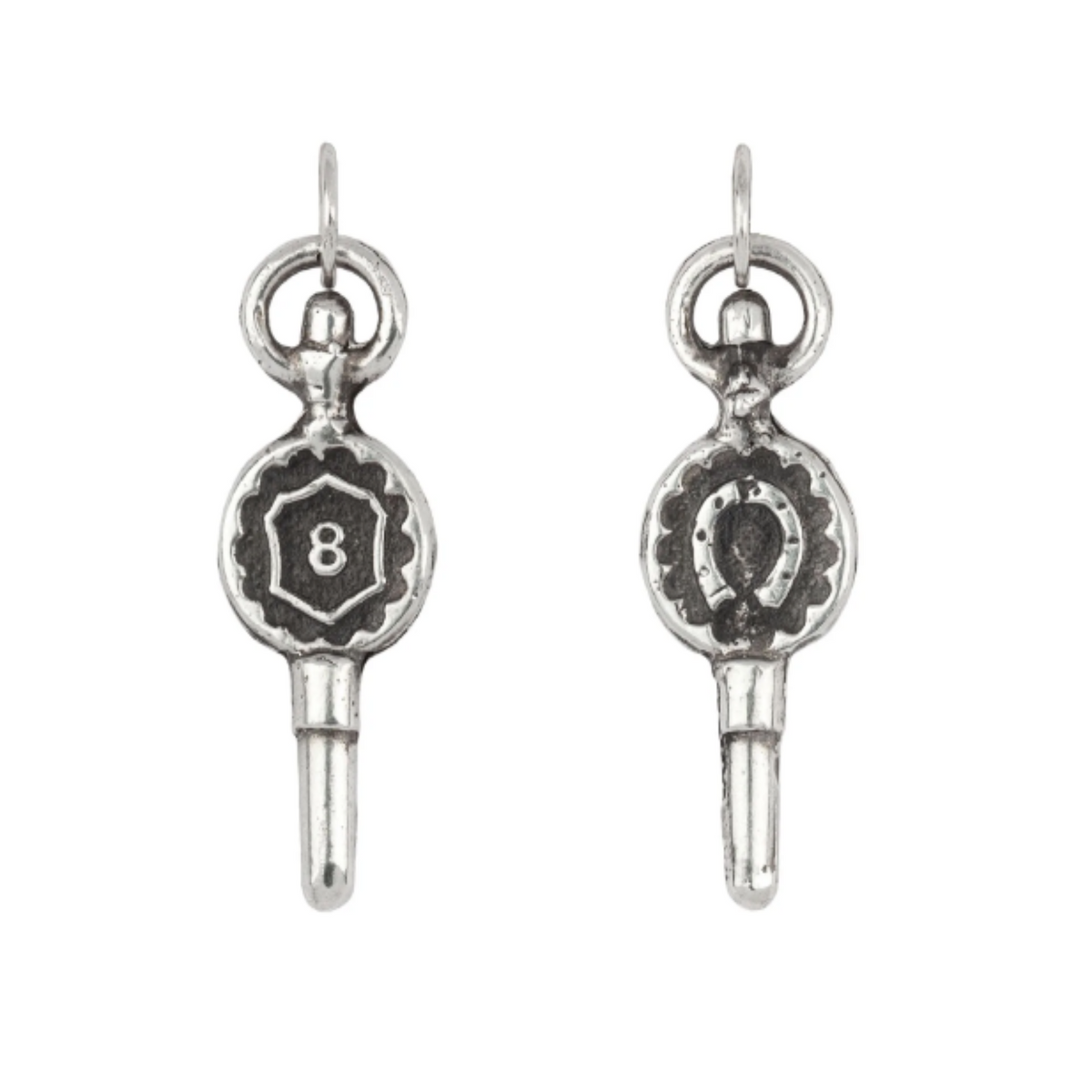Number 8 Key Charm, Sterling Silver