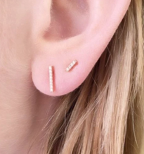 Small Diamond Bar Post Earrings