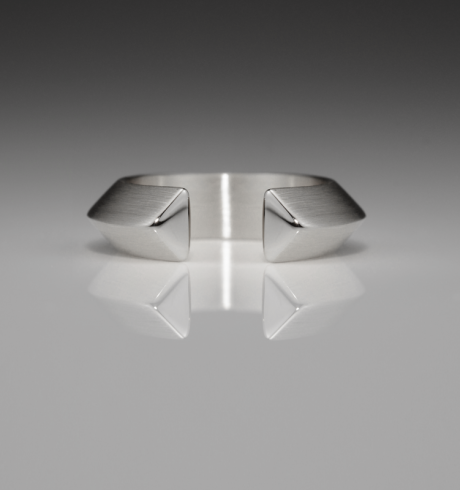 Slice Large Silver Triangle Ring