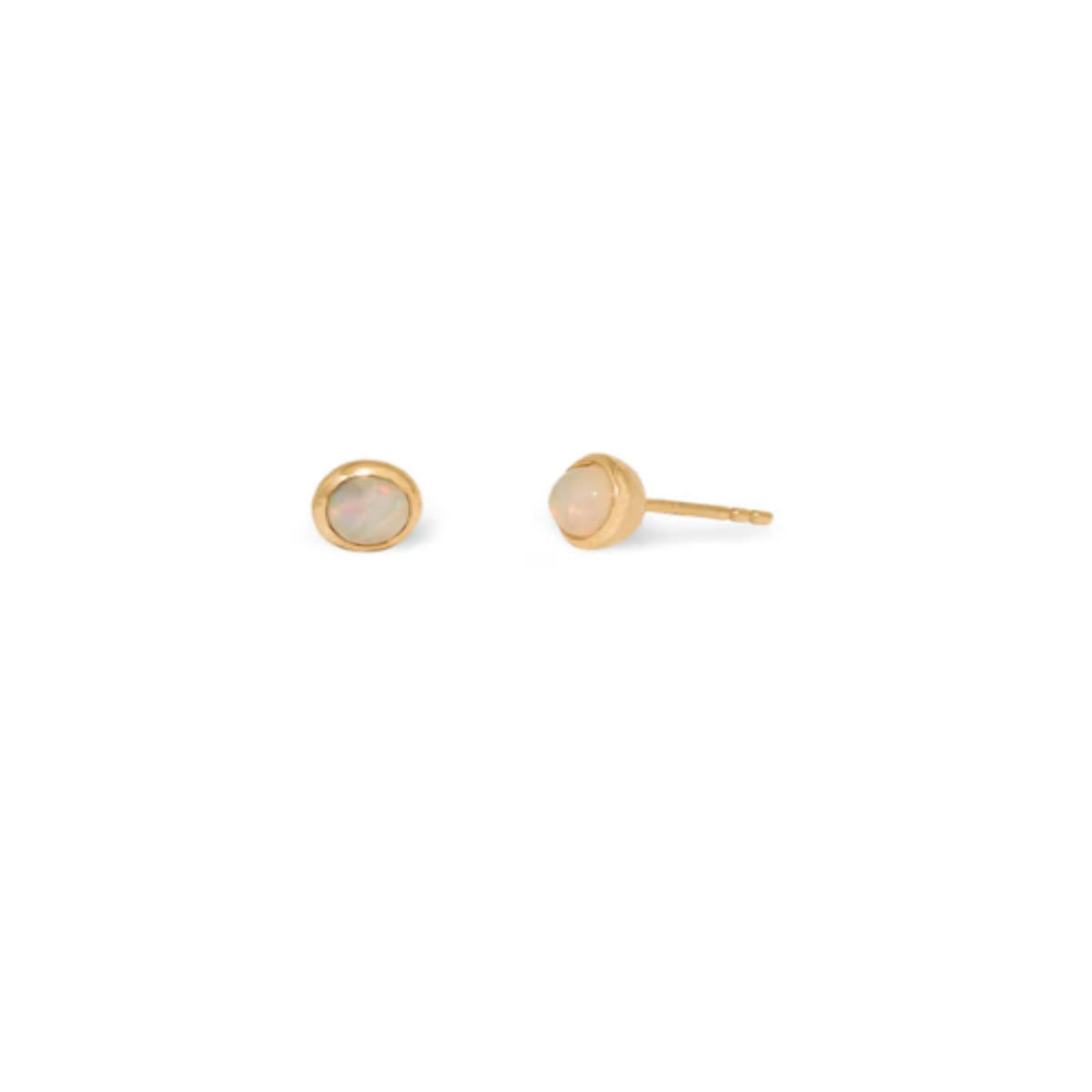Cabochon Studs, 10K Gold And Opal