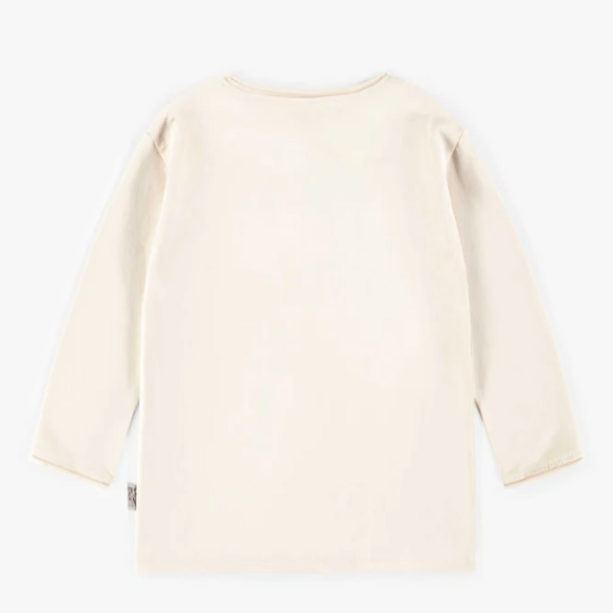 Cream long-sleeved t-shirt in stretch cotton, baby