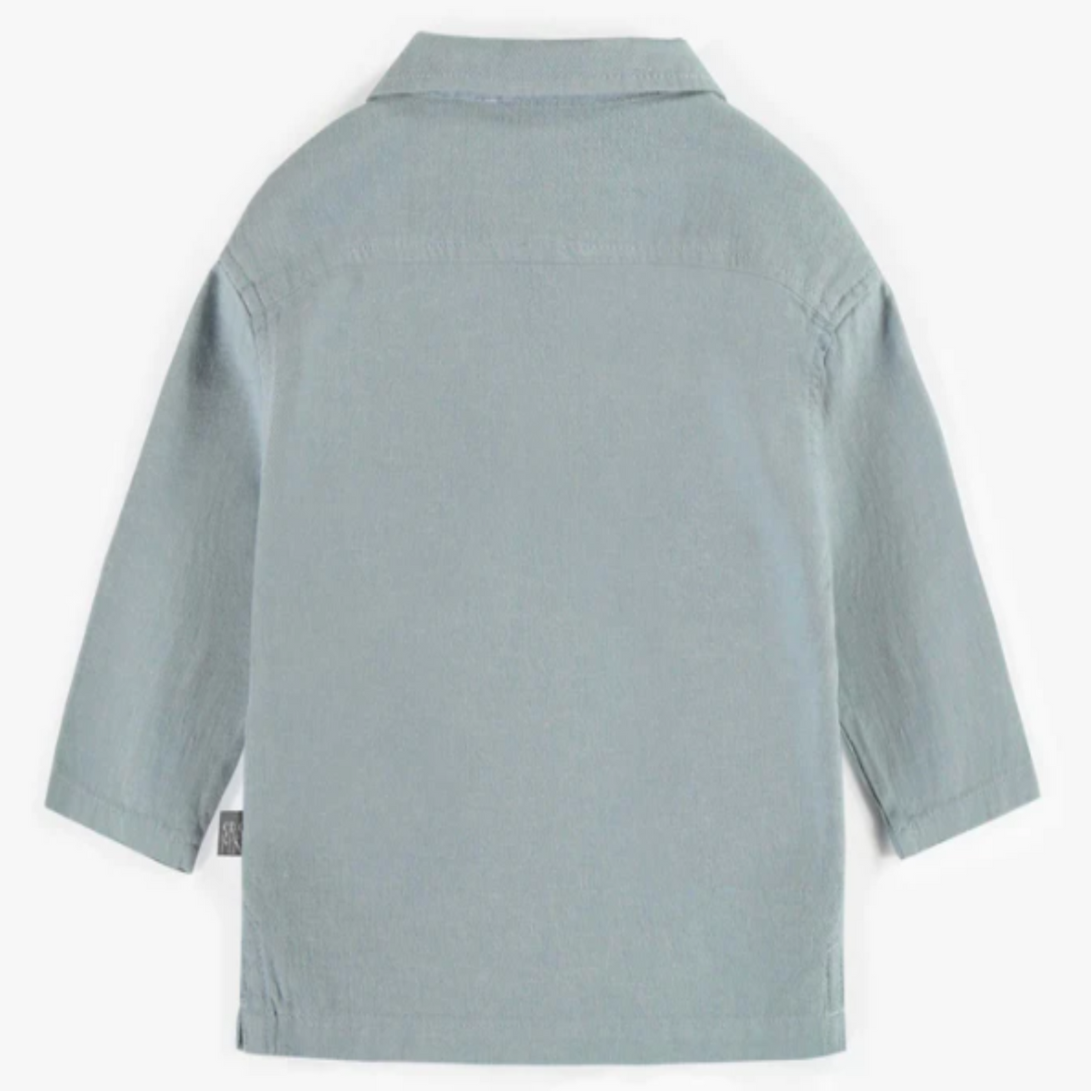Blue long-sleeved shirt in linen and cotton, baby