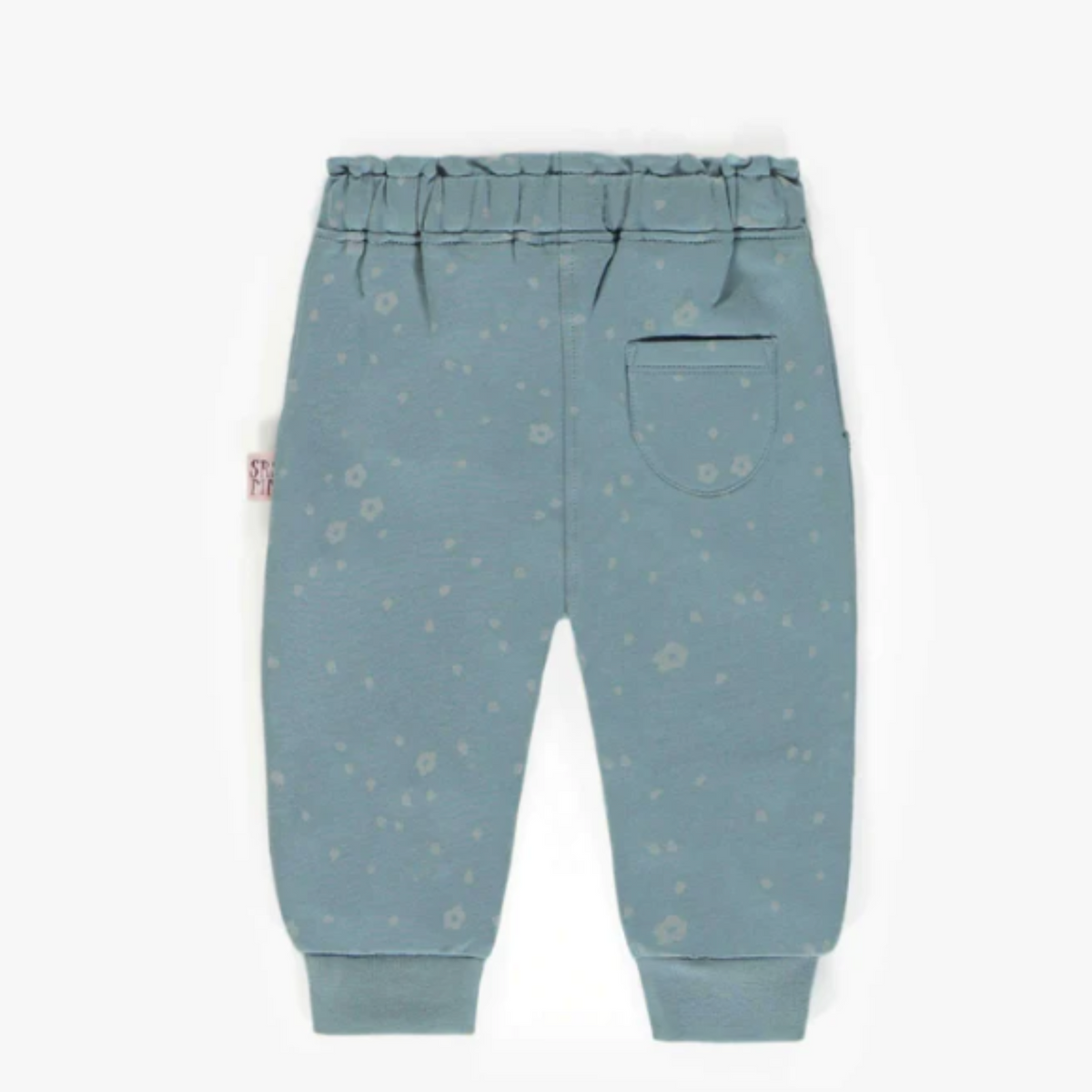 Blue pant with little tone on tone flowers in french cotton, baby