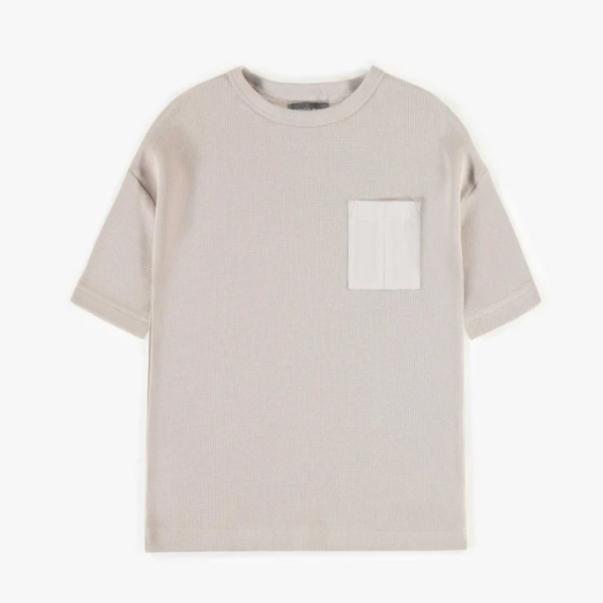 Grey T-shirt with short sleeves in embossed jersey, child