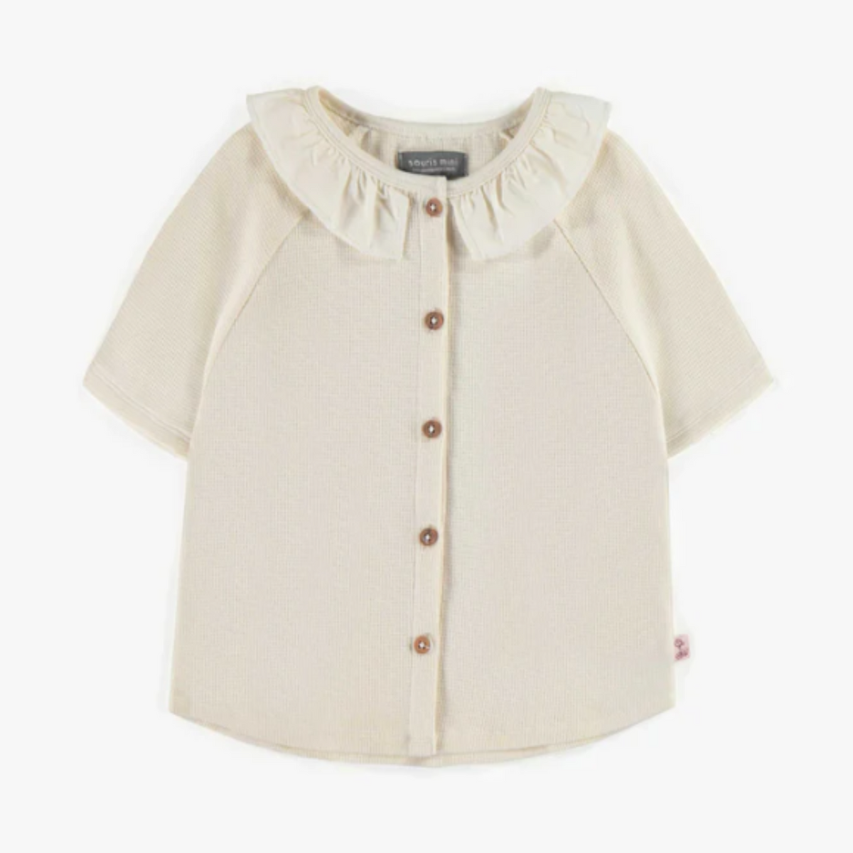 Cream short-sleeved t-shirt in waffle jersey, child