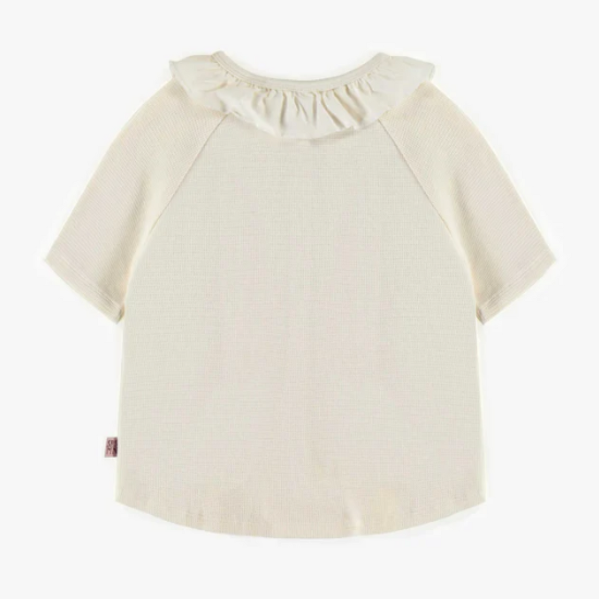 Cream short-sleeved t-shirt in waffle jersey, child