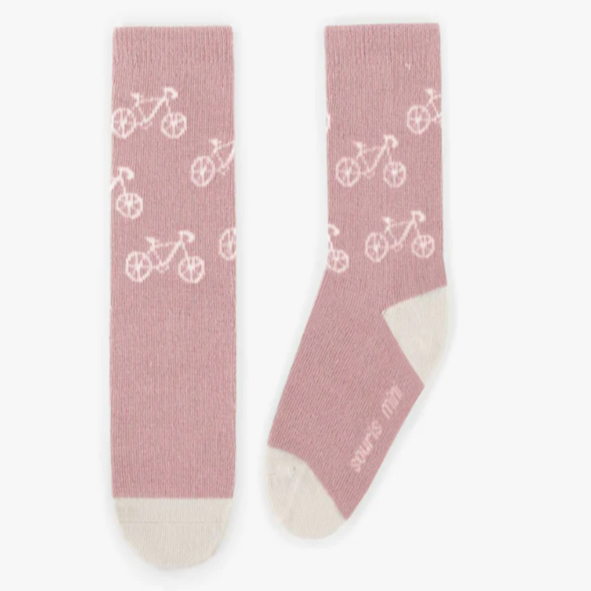 Pink socks with bicycles, baby