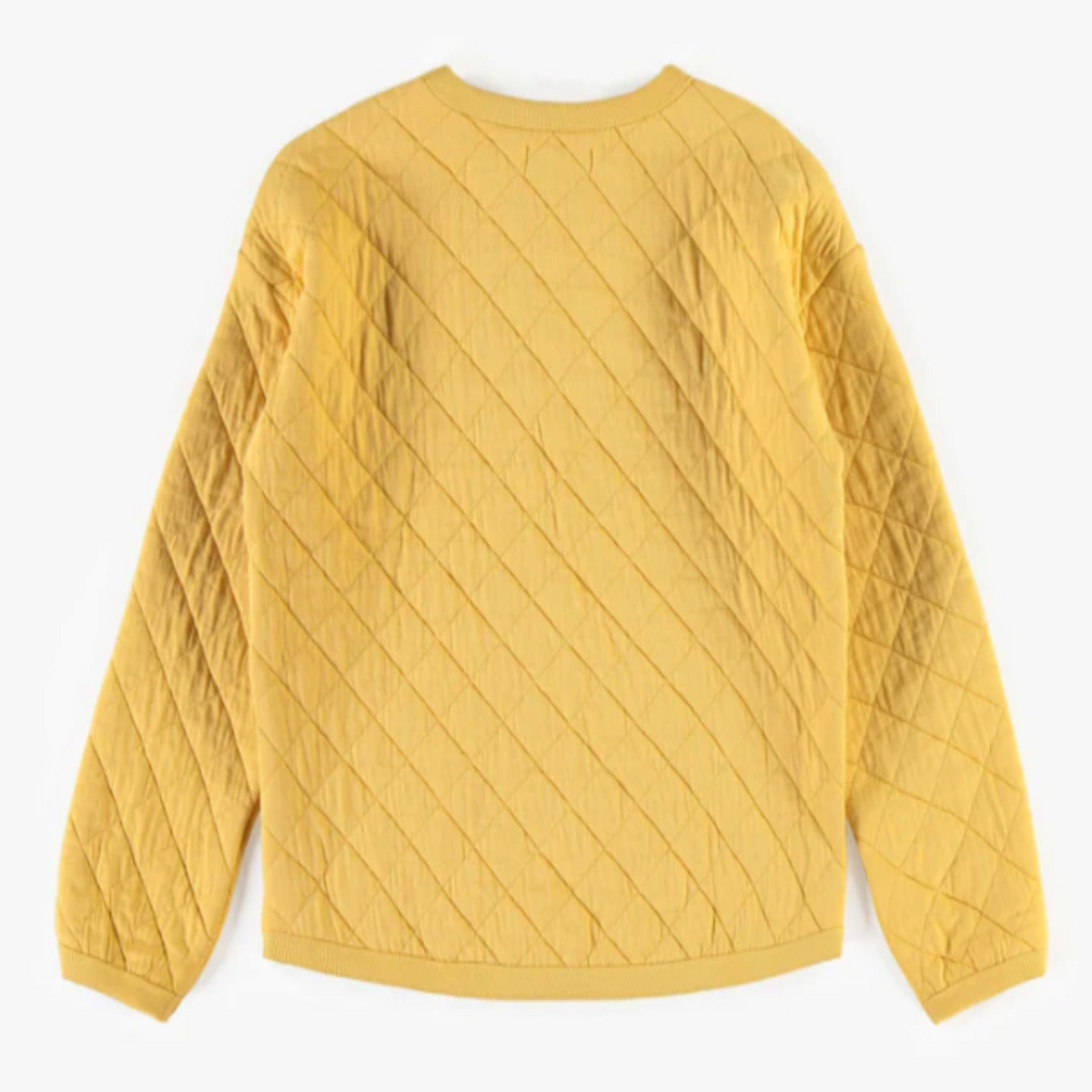 Yellow long sleeved sweater in quilted jersey