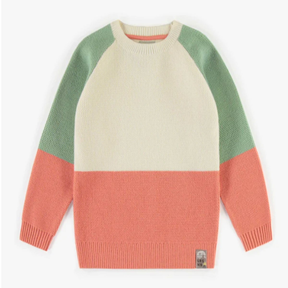 Long-sleeved knitted colour block sweater
