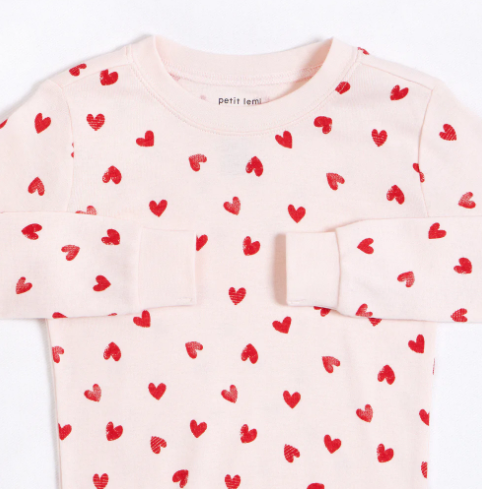 Hearts Print on Barely Pink PJ Set