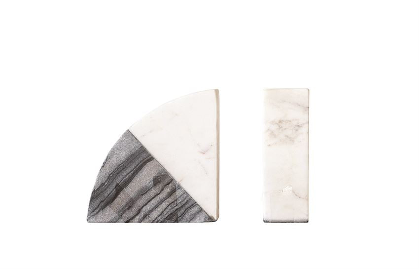 Black &amp; White Marble Bookends, Set of 2