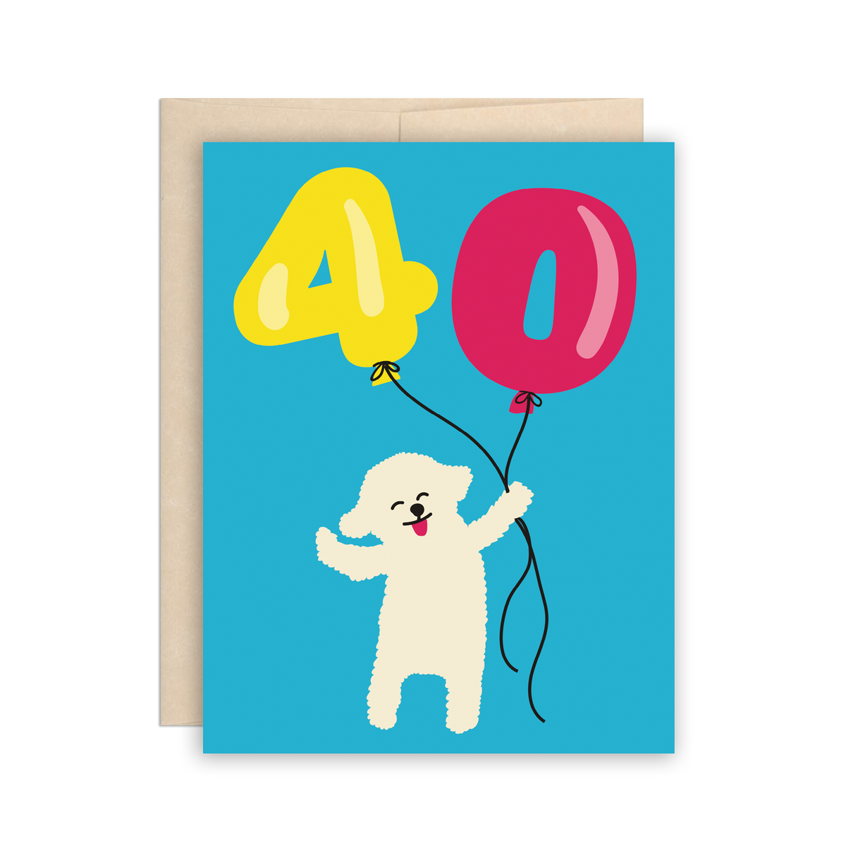 40th Birthday Balloons Dog Funny Happy Birthday Card
