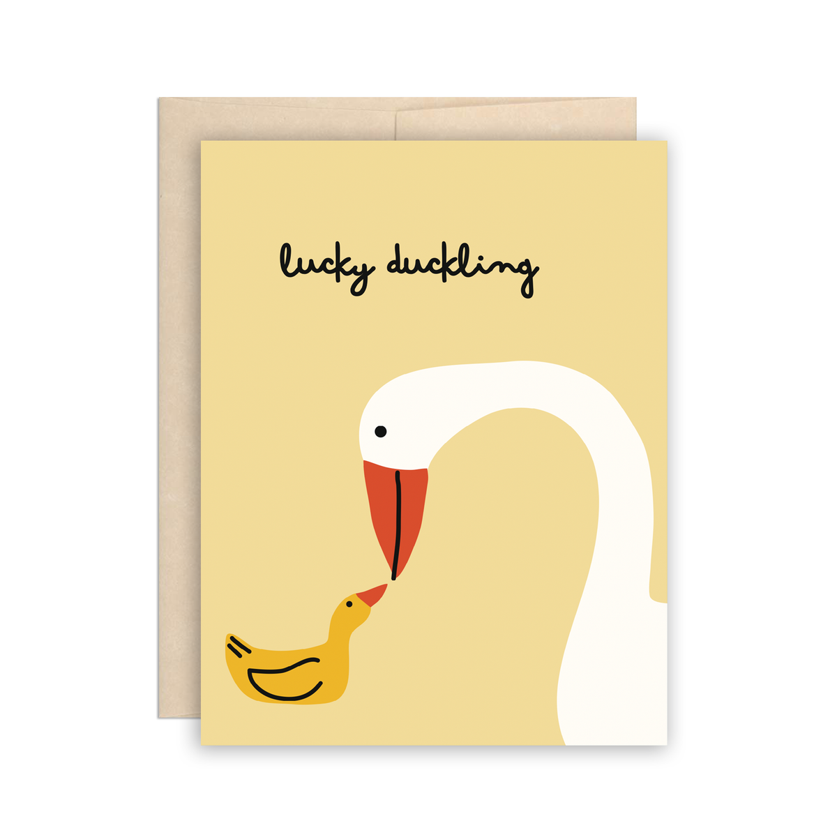 Lucky Duckling New Baby Cute Duck Swan Congratulations Card