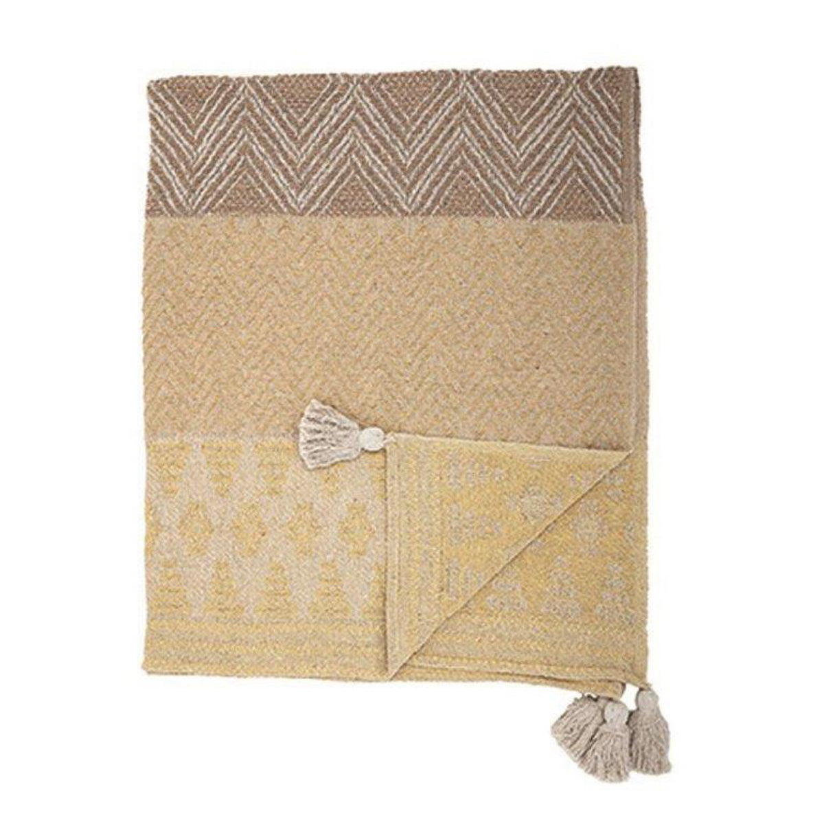 Cotton Blend Woven Throw with Tassels